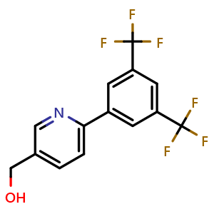 Chemical structure of (6-(3,5-Bis-trifluoromethylphenyl)pyridin-3-yl)methanol , CAS 887974-70-1, AChemBlock AD259821