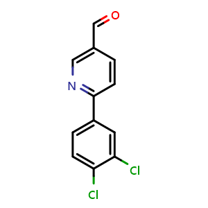Chemical structure of 6-(3,4-dichlorophenyl)nicotinaldehyde , CAS 898796-05-9, AChemBlock AD259836