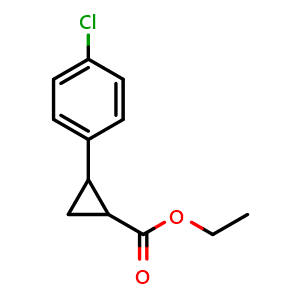 Chemical structure of Ethyl 2-(4-chlorophenyl)cyclopropanecarboxylate , CAS 91393-54-3, AChemBlock AD259857