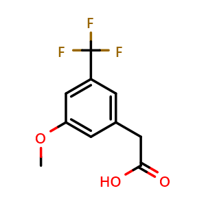 Chemical structure of 3-Methoxy-5-(trifluoromethyl)phenylacetic acid , CAS 916421-04-0, AChemBlock AD259868