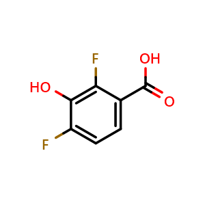 Chemical structure of 2,4-Difluoro-3-hydroxybenzoicacid , CAS 91659-08-4, AChemBlock AD259869