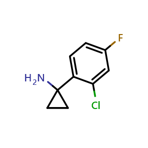 Chemical structure of 1-(2-Chloro-4-fluorophenyl)cyclopropanamine , CAS 920501-75-3, AChemBlock AD259877