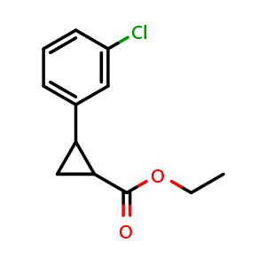 Chemical structure of Ethyl 2-(3-chlorophenyl)cyclopropanecarboxylate , CAS 92576-45-9, AChemBlock AD259880