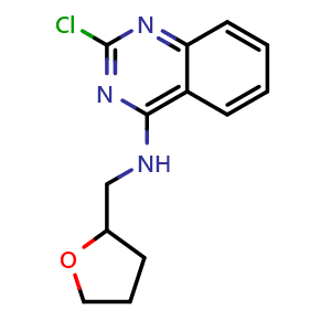 Chemical structure of 2-Chloro-N-[(oxolan-2-yl)methyl]quinazolin-4-amine , CAS 938524-53-9, AChemBlock AD259899