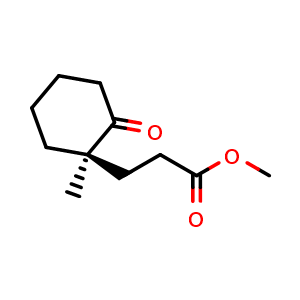 Chemical structure of (+)-Methyl (R)-3-(1-methyl-2-oxocyclohexyl)propionate , CAS 94089-47-1, AChemBlock AD259901