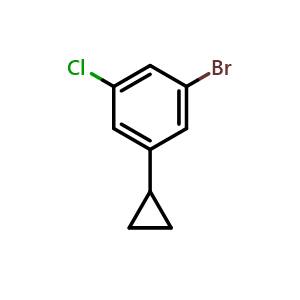 Chemical structure of 1-Bromo-3-chloro-5-cyclopropylbenzene , CAS 945717-17-9, AChemBlock AD259906