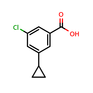 Chemical structure of 3-chloro-5-cyclopropylbenzoic acid , CAS 945717-58-8, AChemBlock AD259907