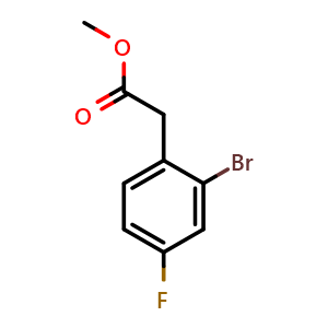 Chemical structure of Methyl 2-(2-bromo-4-fluorophenyl)acetate , CAS 949168-34-7, AChemBlock AD259913