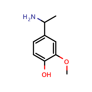 Chemical structure of 4-(1-Aminoethyl)-2-methoxyphenol , CAS 112520-78-2, AChemBlock AD259956