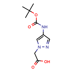 Chemical structure of 2-(4-{[(tert-Butoxy)carbonyl]amino}-1H-pyrazol-1-yl)acetic acid , CAS 1183336-63-1, AChemBlock AD259964