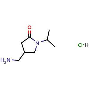 Chemical structure of 4-(Aminomethyl)-1-isopropylpyrrolidin-2-one hydrochloride , CAS 1185094-81-8, AChemBlock AD259966