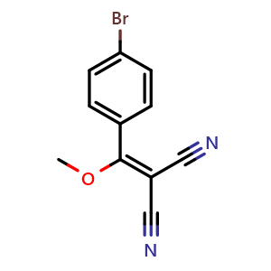 Chemical structure of 2-((4-Bromophenyl)methoxymethylene)malononitrile , CAS 1188083-45-5, AChemBlock AD259967