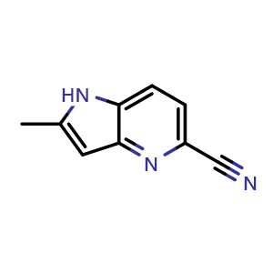 Chemical structure of 2-Methyl-1H-pyrrolo[3,2-b]pyridine-5-carbonitrile , CAS 1190318-13-8, AChemBlock AD259970