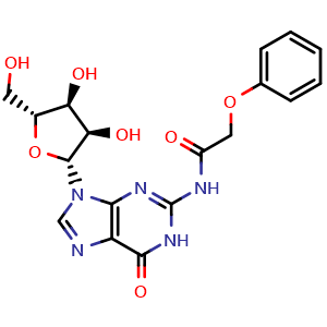 Chemical structure of N2-Phenoxyacetylguanosine , CAS 119824-66-7, AChemBlock AD259971