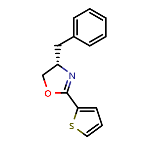 Chemical structure of (S)-4-Benzyl-2-(thiophen-2-yl)-4,5-dihydrooxazole , CAS 149065-75-8, AChemBlock AD260017