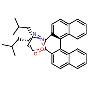 Chemical structure of (S)-2,2'-Bis((S)-4-isobutyl-4,5-dihydrooxazol-2-yl)-1,1'-binaphthalene , CAS 1616784-76-9, AChemBlock AD260032