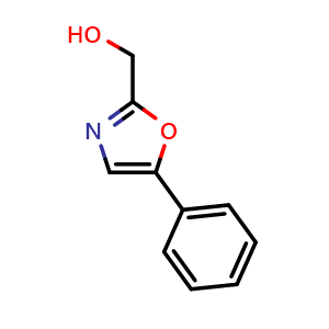 Chemical structure of (5-Phenyl-1,3-oxazol-2-yl)methanol , CAS 162542-01-0, AChemBlock AD260035