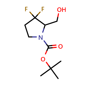 Chemical structure of (1-Boc-3,3-difluoropyrrolidin-2-yl)methanol , CAS 173315-18-9, AChemBlock AD260045