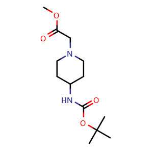 Chemical structure of Methyl (4-((tert-butoxycarbonyl)amino)piperidin-1-yl)acetate , CAS 179688-99-4, AChemBlock AD260051