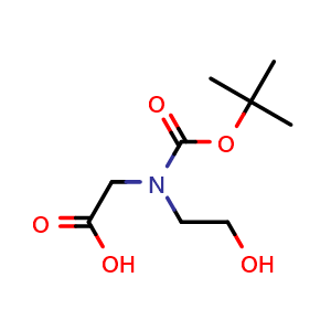 Chemical structure of 2-((tert-Butoxycarbonyl)(2-hydroxyethyl)amino)acetic acid , CAS 189160-67-6, AChemBlock AD260059