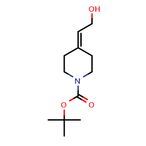 Chemical structure of tert-Butyl 4-(2-hydroxyethylidene)piperidine-1-carboxylate , CAS 198892-80-7, AChemBlock AD260072