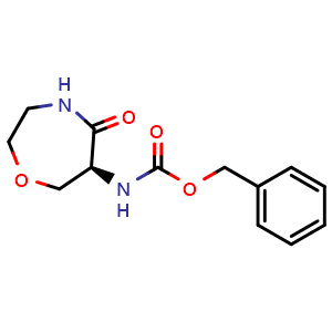 Chemical structure of (S)-6-(Cbz-amino)-1,4-oxazepan-5-one , CAS 2089053-96-1, AChemBlock AD260082