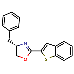 Chemical structure of (S)-2-(Benzo[b]thiophen-2-yl)-4-benzyl-4,5-dihydrooxazole , CAS 2170033-85-7, AChemBlock AD260094