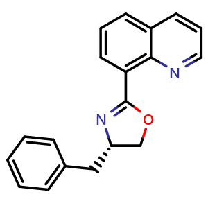 Chemical structure of (S)-4-Benzyl-2-(quinolin-8-yl)-4,5-dihydrooxazole , CAS 220628-97-7, AChemBlock AD260097