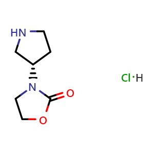 Chemical structure of (S)-3-(3-Pyrrolidinyl)oxazolidin-2-one hydrochloride , CAS 2254498-69-4, AChemBlock AD260102
