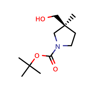 Chemical structure of (S)-(1-Boc-3-methylpyrrolidin-3-yl)methanol , CAS 2381204-10-8, AChemBlock AD260115