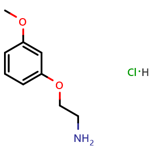 Chemical structure of 2-(3-Methoxyphenoxy)ethanamine hydrochloride , CAS 26378-67-6, AChemBlock AD260137