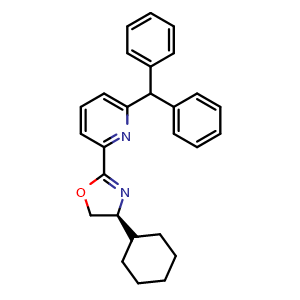 Chemical structure of (S)-2-(6-Benzhydrylpyridin-2-yl)-4-cyclohexyl-4,5-dihydrooxazole , CAS 2640520-02-9, AChemBlock AD260140