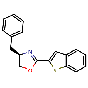 Chemical structure of (R)-2-(Benzo[b]thiophen-2-yl)-4-benzyl-4,5-dihydrooxazole , CAS 2757084-02-7, AChemBlock AD260167