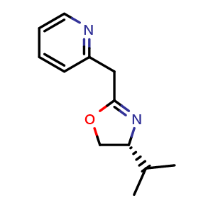 Chemical structure of (R)-4-Isopropyl-2-(pyridin-2-ylmethyl)-4,5-dihydrooxazole , CAS 2828433-52-7, AChemBlock AD260193