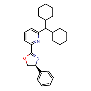 Chemical structure of (S)-2-(6-(Dicyclohexylmethyl)pyridin-2-yl)-4-phenyl-4,5-dihydrooxazole , CAS 2828438-50-0, AChemBlock AD260194