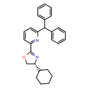 Chemical structure of (R)-2-(6-Benzhydrylpyridin-2-yl)-4-cyclohexyl-4,5-dihydrooxazole , CAS 2828438-57-7, AChemBlock AD260201