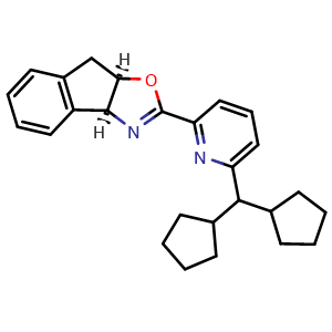 Chemical structure of (3aS,8aR)-2-(6-(Dicyclopentylmethyl)pyridin-2-yl)-3a,8a-dihydro-8H-indeno[1,2-d]oxazole , CAS 2828438-58-8, AChemBlock AD260202