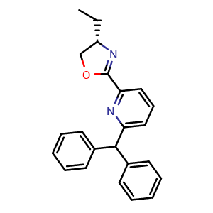 Chemical structure of (S)-2-(6-Benzhydrylpyridin-2-yl)-4-ethyl-4,5-dihydrooxazole , CAS 2828438-66-8, AChemBlock AD260209
