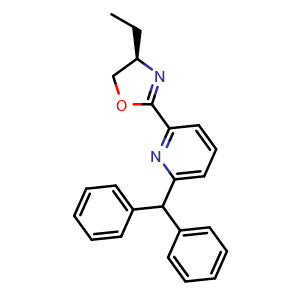 Chemical structure of (R)-2-(6-Benzhydrylpyridin-2-yl)-4-ethyl-4,5-dihydrooxazole , CAS 2828438-67-9, AChemBlock AD260210