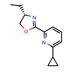 Chemical structure of (S)-2-(6-Cyclopropylpyridin-2-yl)-4-ethyl-4,5-dihydrooxazole , CAS 2828438-71-5, AChemBlock AD260214