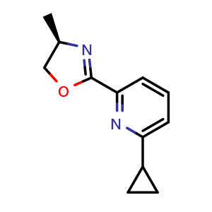 Chemical structure of (R)-2-(6-Cyclopropylpyridin-2-yl)-4-methyl-4,5-dihydrooxazole , CAS 2828438-74-8, AChemBlock AD260217