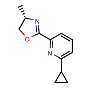 Chemical structure of (S)-2-(6-Cyclopropylpyridin-2-yl)-4-methyl-4,5-dihydrooxazole , CAS 2828438-75-9, AChemBlock AD260218