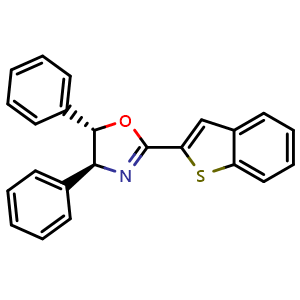 Chemical structure of (4S,5S)-2-(Benzo[b]thiophen-2-yl)-4,5-diphenyl-4,5-dihydrooxazole , CAS 2828438-83-9, AChemBlock AD260222