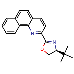 Chemical structure of (S)-2-(Benzo[h]quinolin-2-yl)-4-(tert-butyl)-4,5-dihydrooxazole , CAS 284483-04-1, AChemBlock AD260224