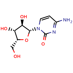 Chemical structure of 4-Amino-1-((2R,3R,4R,5R)-3,4-dihydroxy-5-(hydroxymethyl)tetrahydrofuran-2-yl)pyrimidin-2(1H)-one , CAS 3530-56-1, AChemBlock AD260237