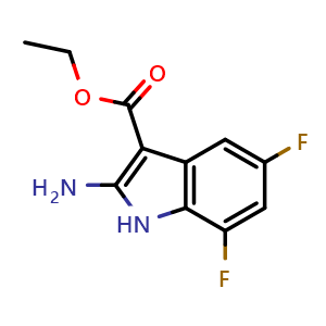 Chemical structure of Ethyl 2-amino-5,7-difluoro-1H-indole-3-carboxylate , CAS 365547-83-7, AChemBlock AD260238