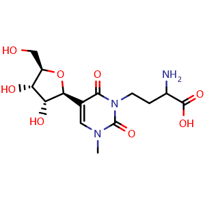 Chemical structure of 3-(3-Amino-3-carboxypropyl)-1-methylpseudouridine , CAS 52777-29-4, AChemBlock AD260256
