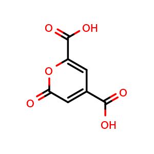 Chemical structure of 2-Oxo-2H-pyran-4,6-dicarboxylic Acid , CAS 72698-24-9, AChemBlock AD260280