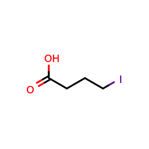 Chemical structure of 4-Iodobutanoic acid , CAS 7425-27-6, AChemBlock AD260281