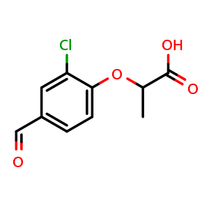 Chemical structure of 2-(2-Chloro-4-formylphenoxy)propanoic acid , CAS 812642-71-0, AChemBlock AD260286